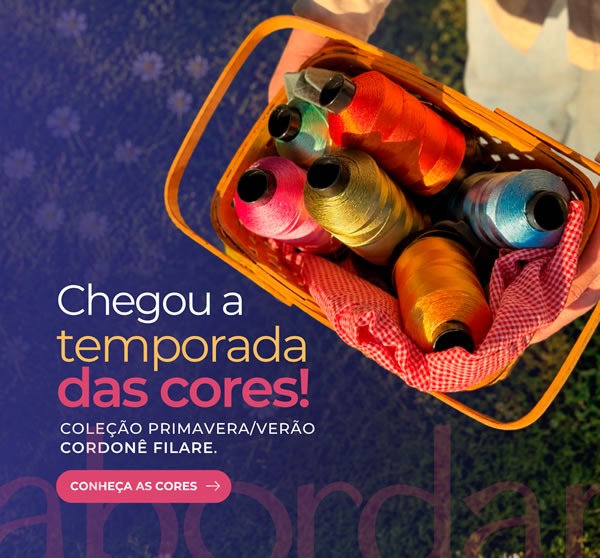 Cesta com cones de Cordonê Filare coloridos da coleção primavera/verão